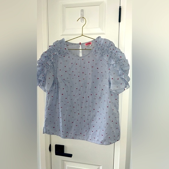 Kate Spade New York Women’s Top – Size Large Ruffle Sleeve Lip Detail - Picture 1 of 8
